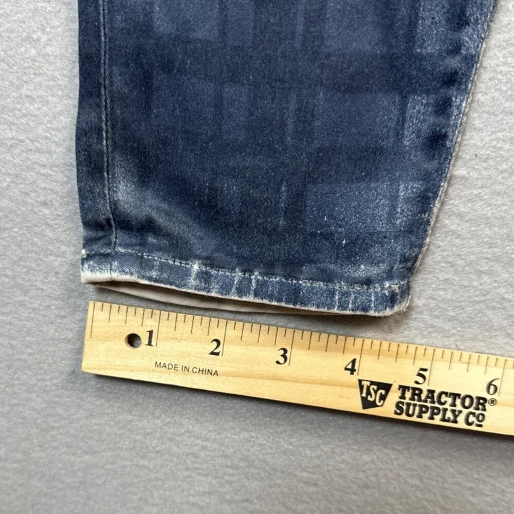 7 For All Mankind Skinny Leggings Womens Size‎ 28 Waxed Coated Jeans Blue Plaid